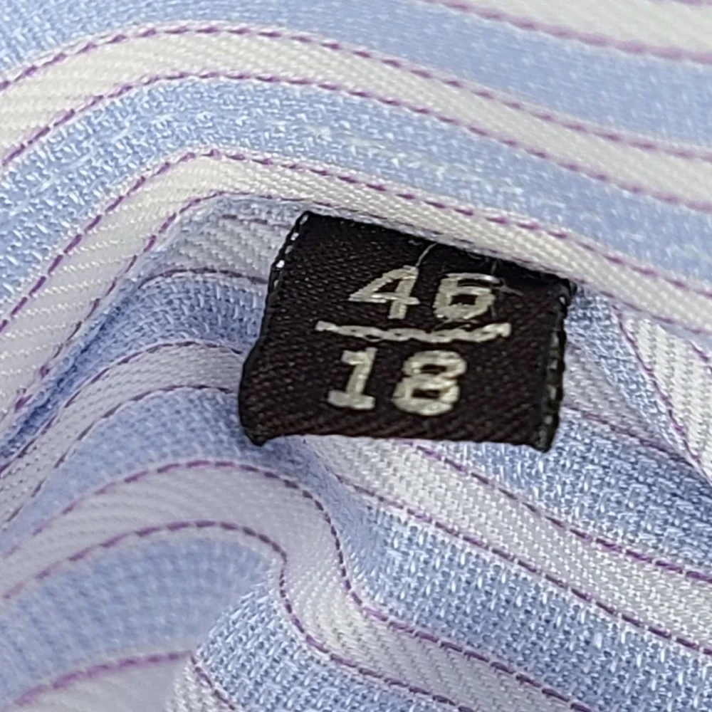 Canali Light Blue, White and Purple Striped Dress Shirt 👔 - Picture 2 of 8